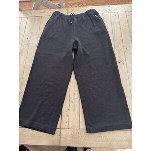 ST JOHN Sport Vintage Black Santana Wool Knit Drawstring Waist Pants Size Large